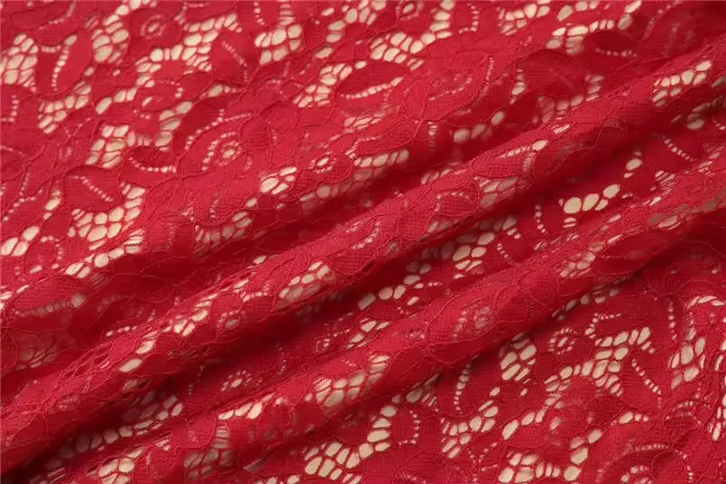 A&A Red Lace Off-Shoulder Halter Bodycon Mini Dress