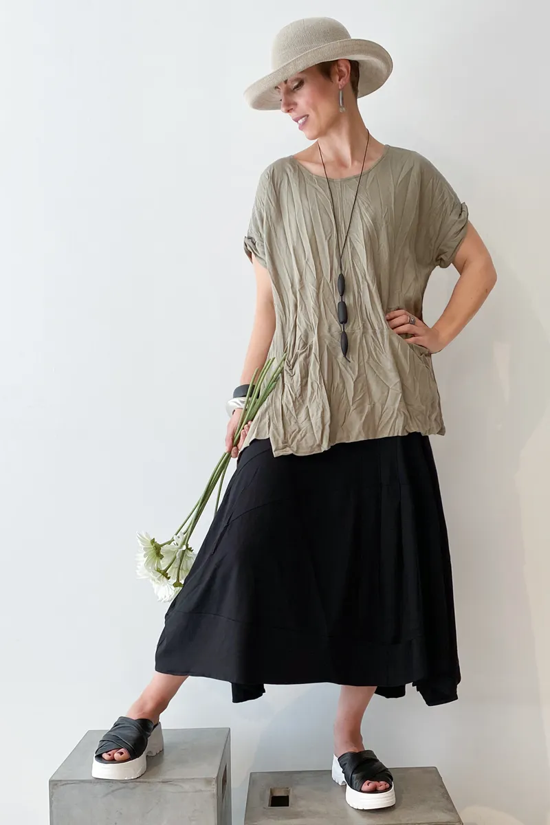 ALEMBIKA Twisted Top in Khaki Jersey