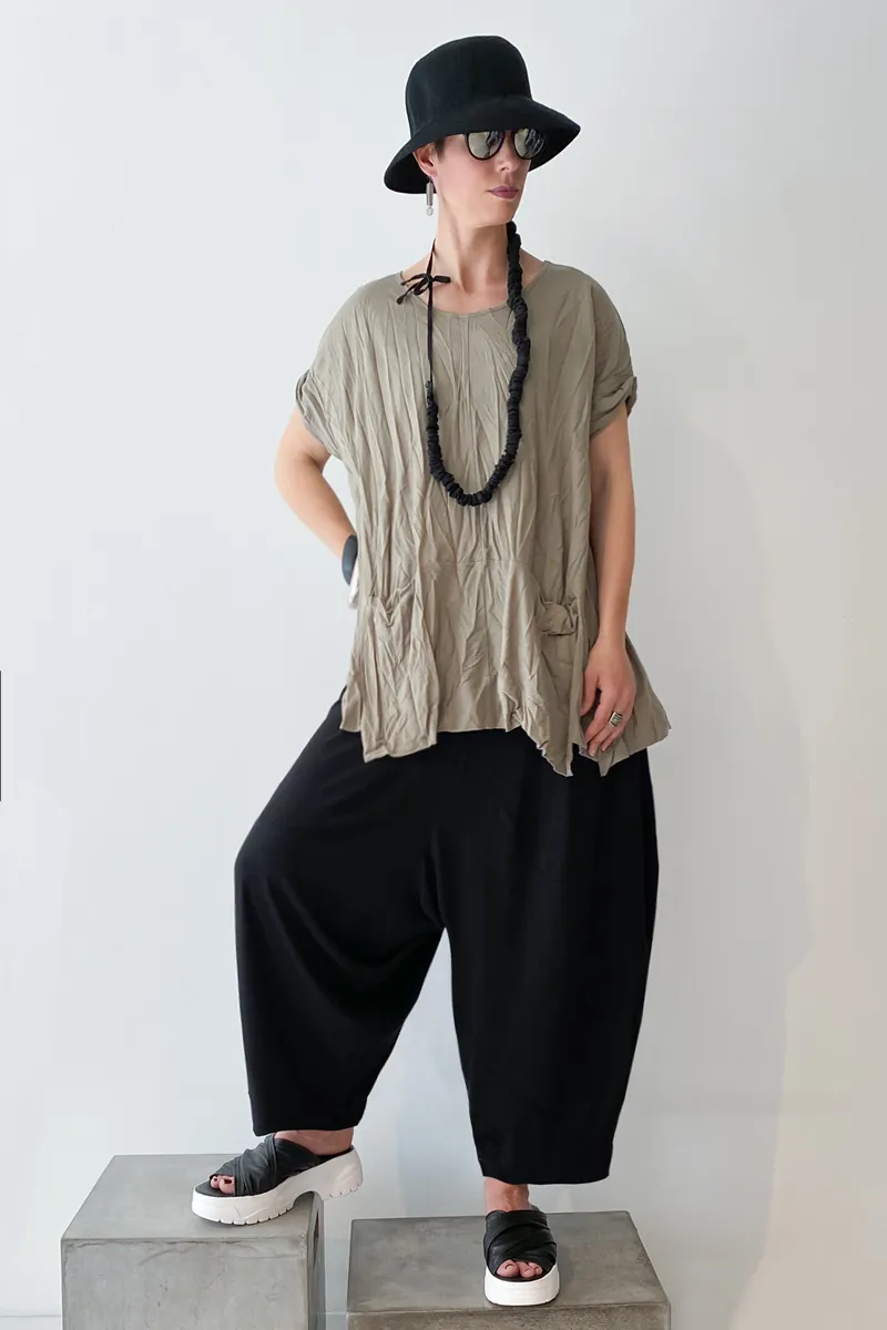 ALEMBIKA Twisted Top in Khaki Jersey