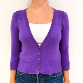 Amethyst Purple Cashmere Deep V-Neck Cardigan Small