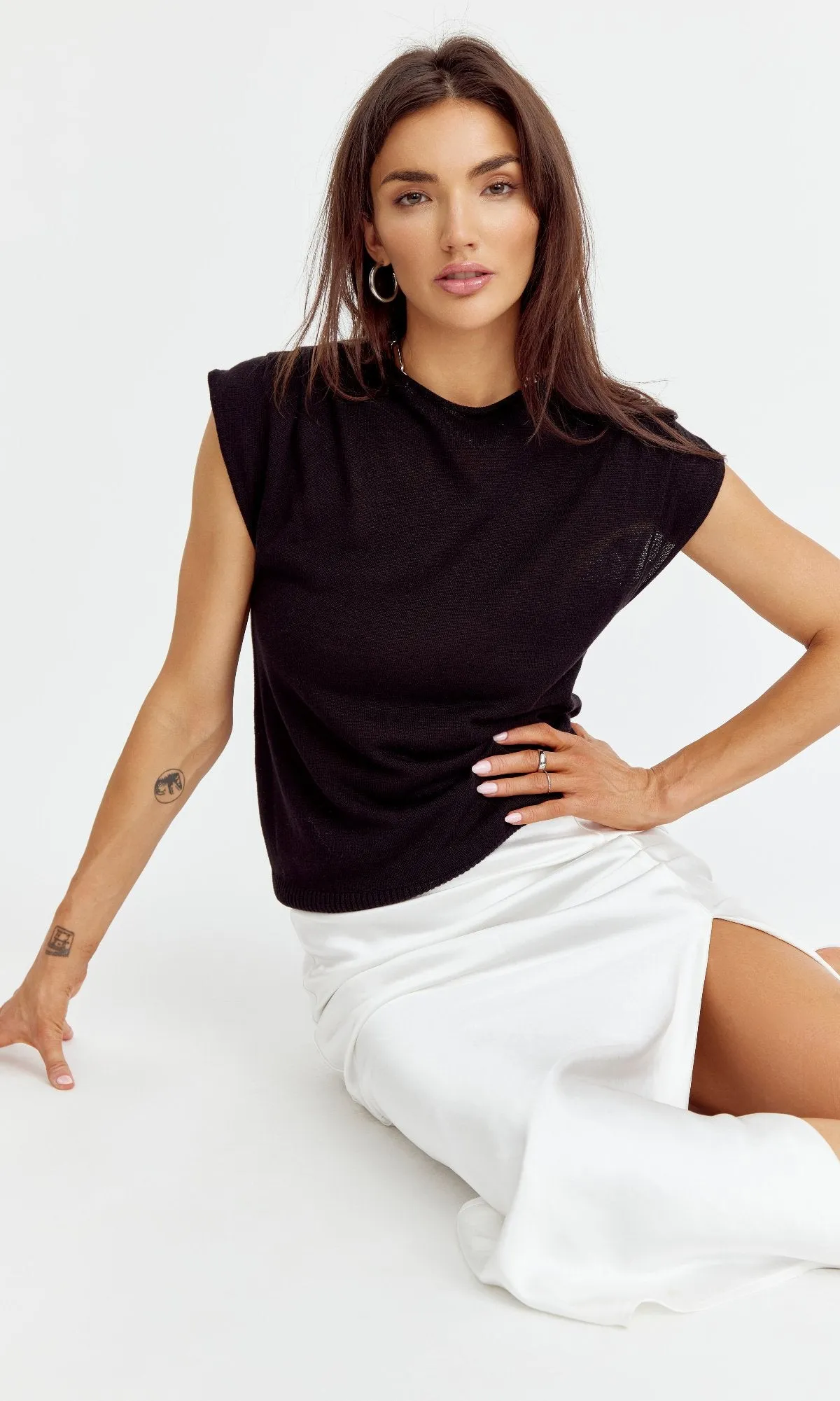 Arleta Sleeveless Funnel Knit Top