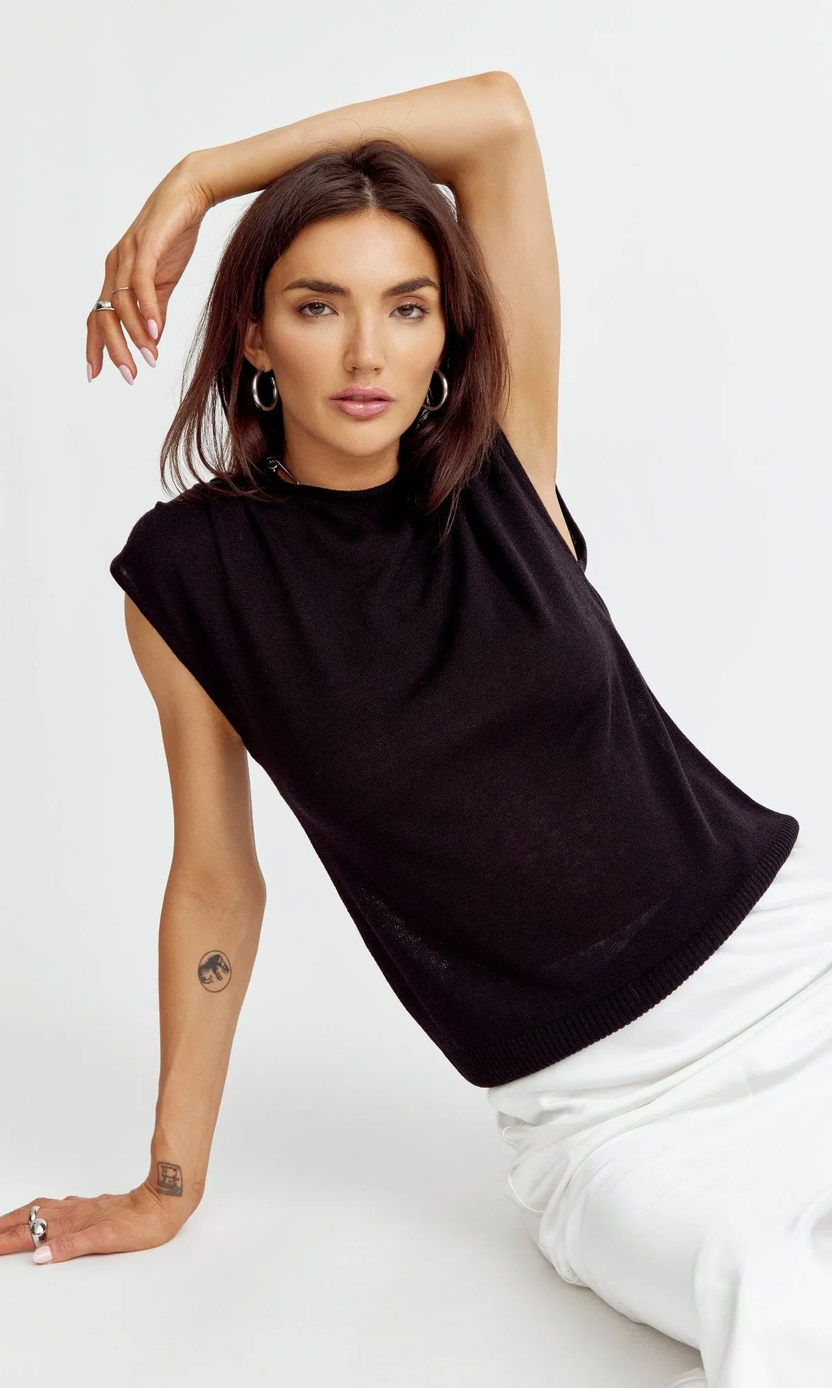 Arleta Sleeveless Funnel Knit Top