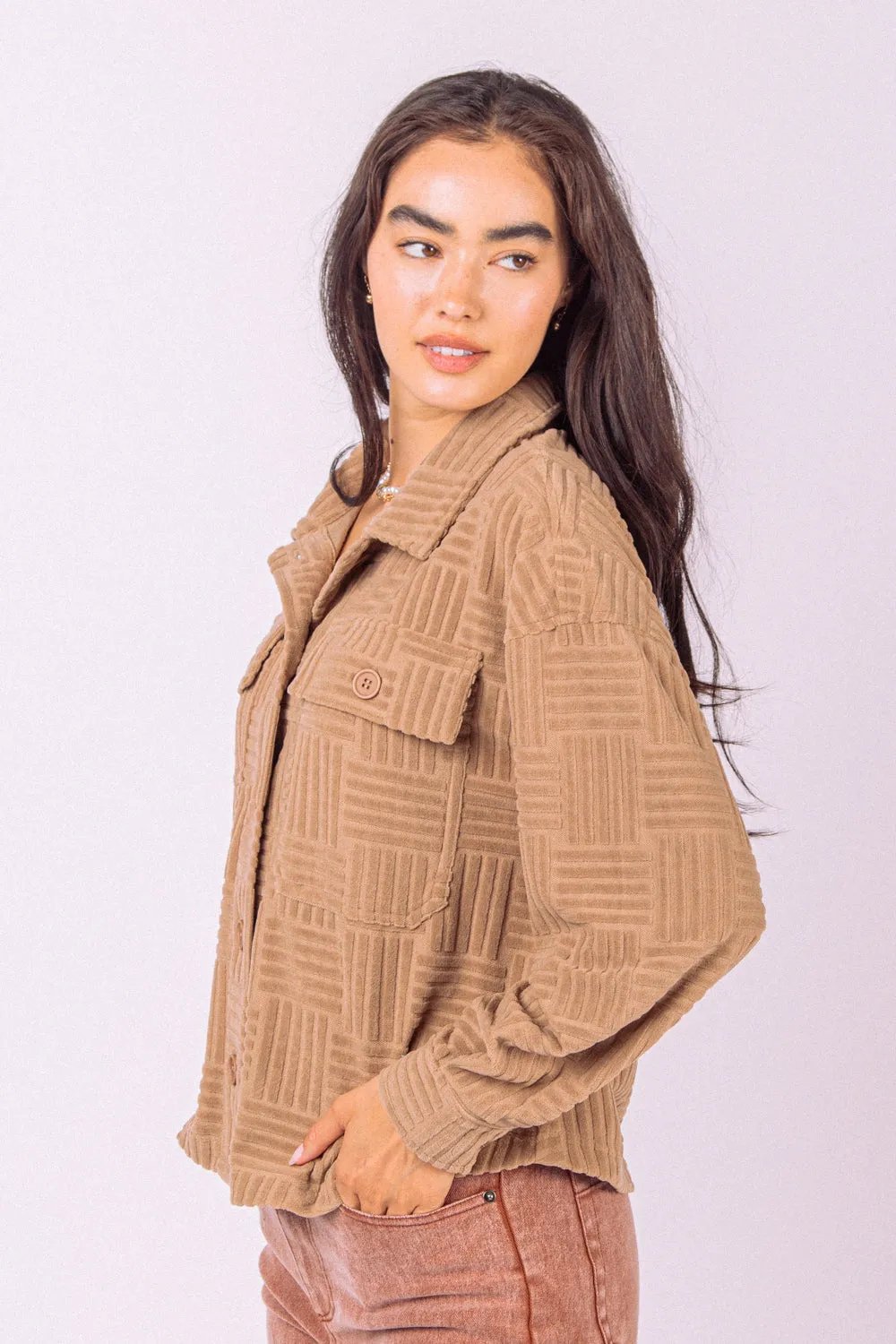 Around The Block Shacket - Mocha