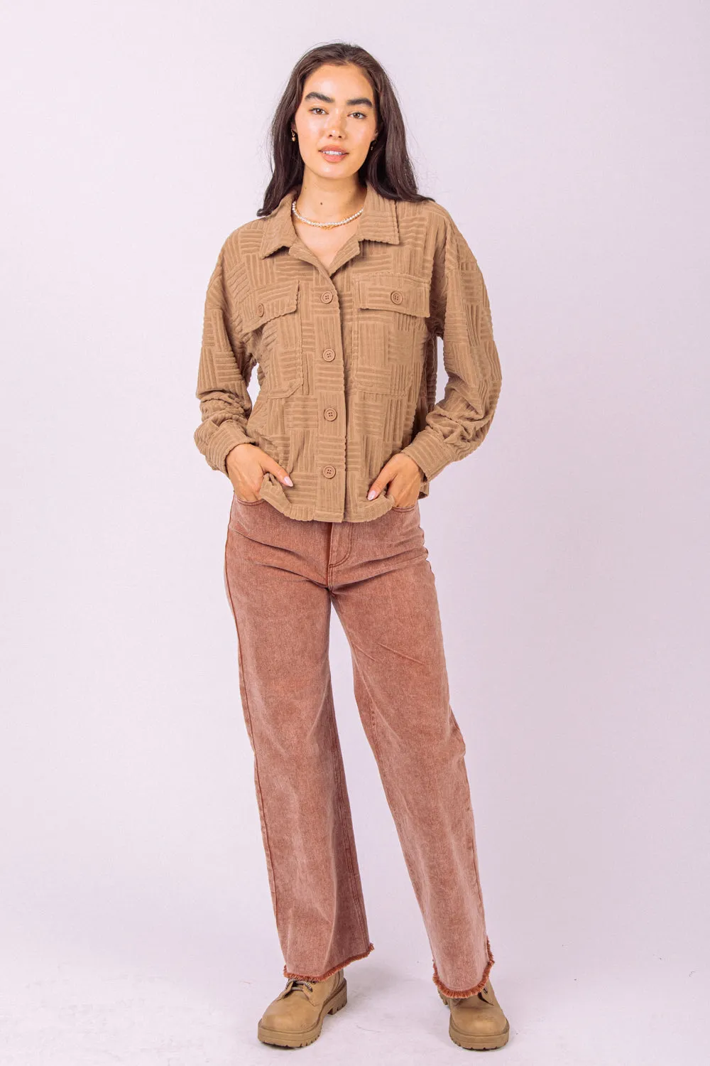 Around The Block Shacket - Mocha