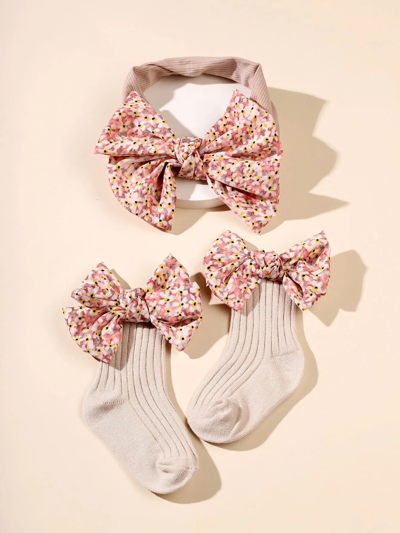 Baby Bow Decor Hair Band Socks