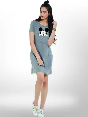 Baby Mickey Printed Long T-shirt For Women's