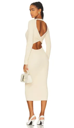 Bardot Vigo Midi Knit Dress in Cream