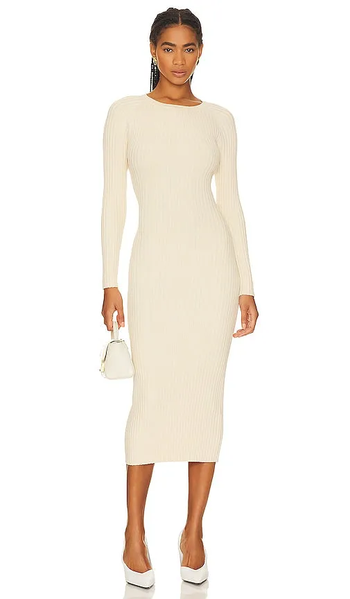 Bardot Vigo Midi Knit Dress in Cream