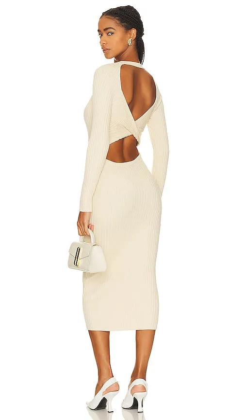 Bardot Vigo Midi Knit Dress in Cream