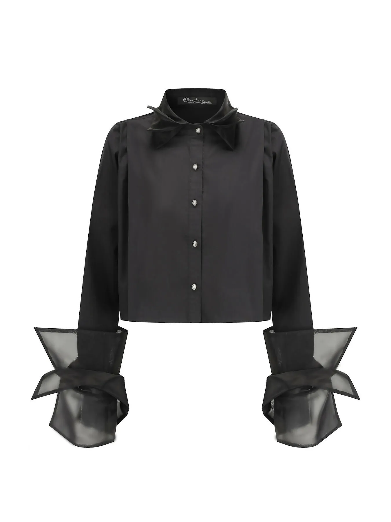 Black Organza Cropped Shirt