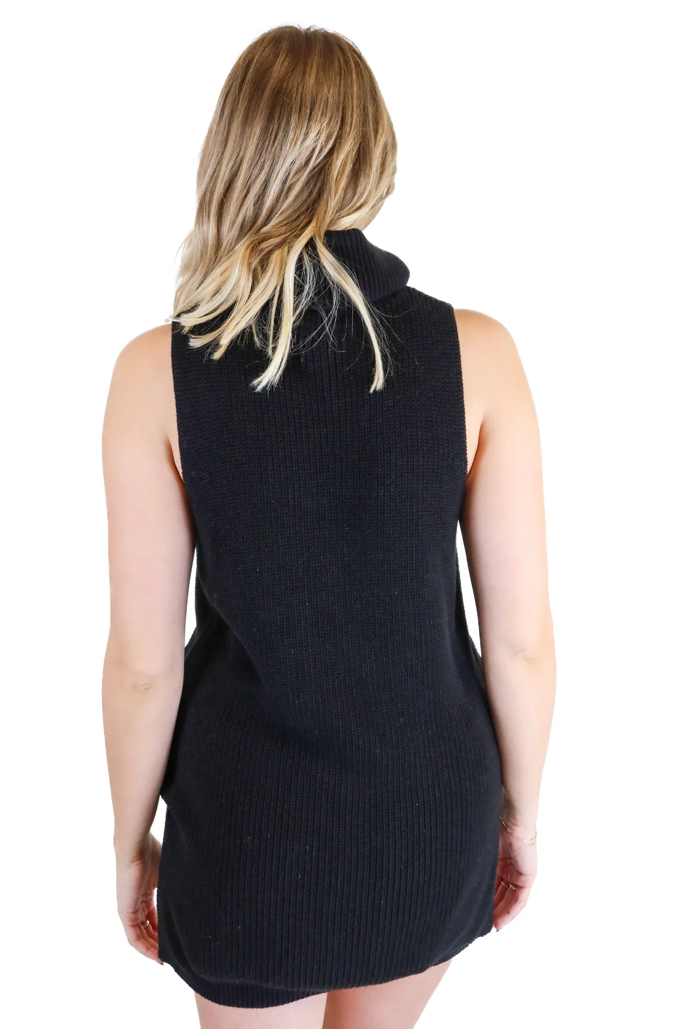 bp black turtleneck sleeveless knit top (s)