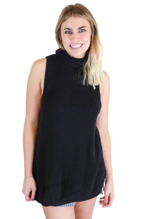 bp black turtleneck sleeveless knit top (s)