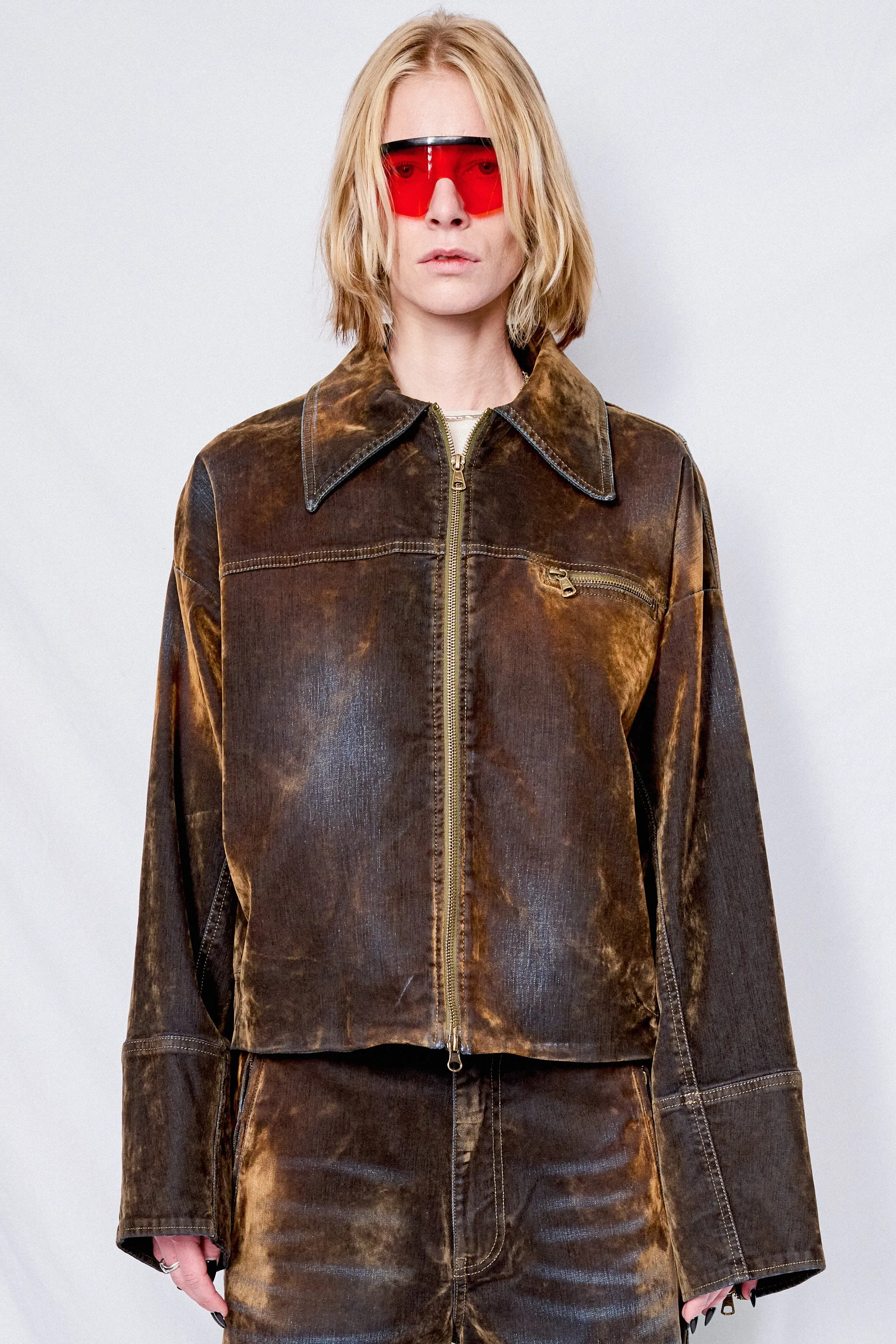 Brown Velvet Denim Macfly Jacket