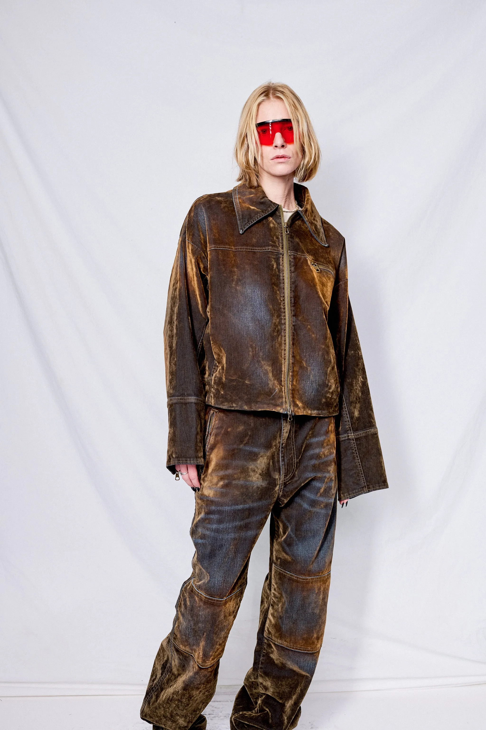 Brown Velvet Denim Macfly Jacket