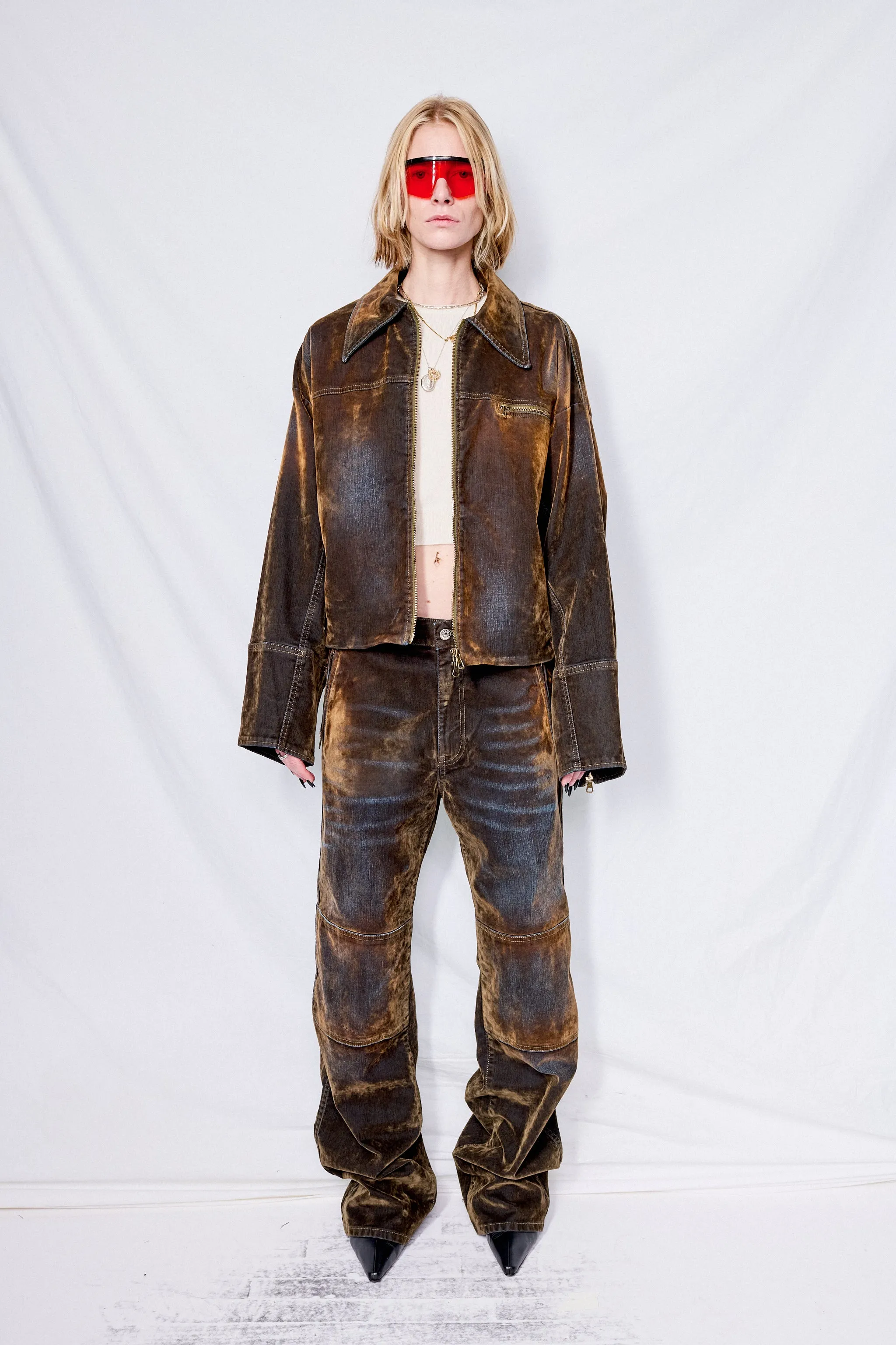 Brown Velvet Denim Macfly Jacket