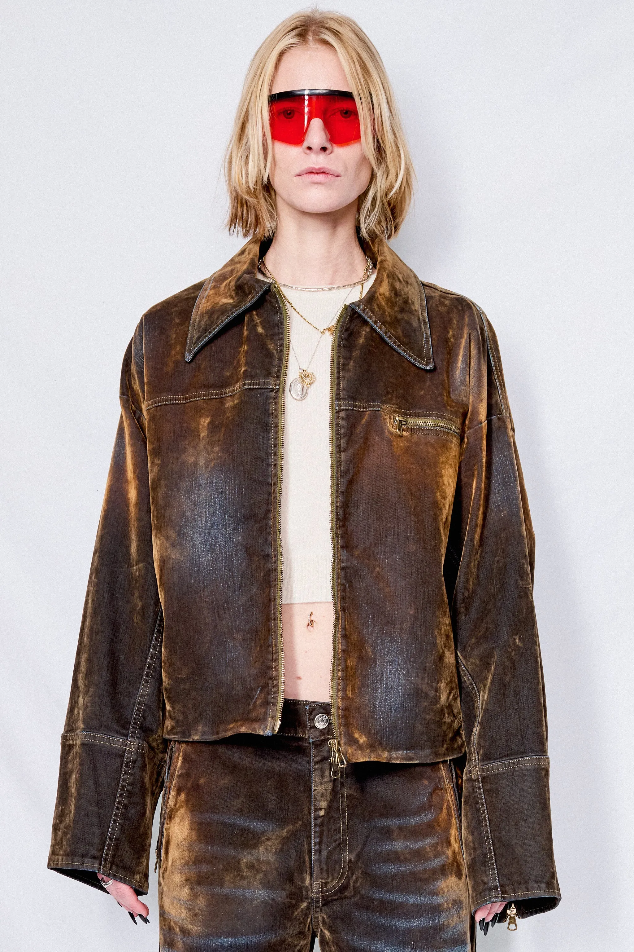Brown Velvet Denim Macfly Jacket
