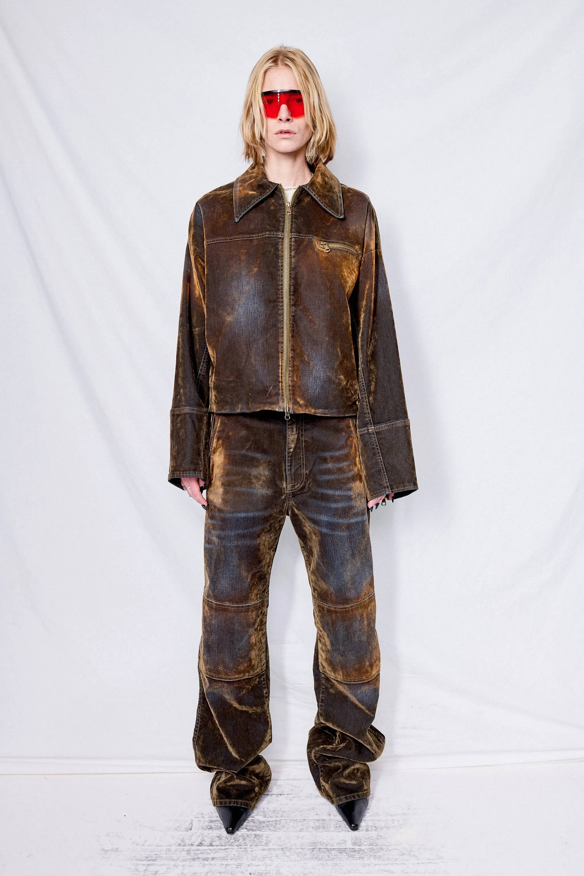 Brown Velvet Denim Macfly Jacket