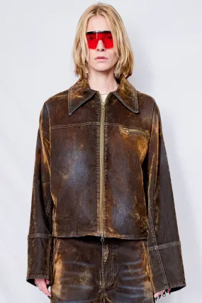 Brown Velvet Denim Macfly Jacket