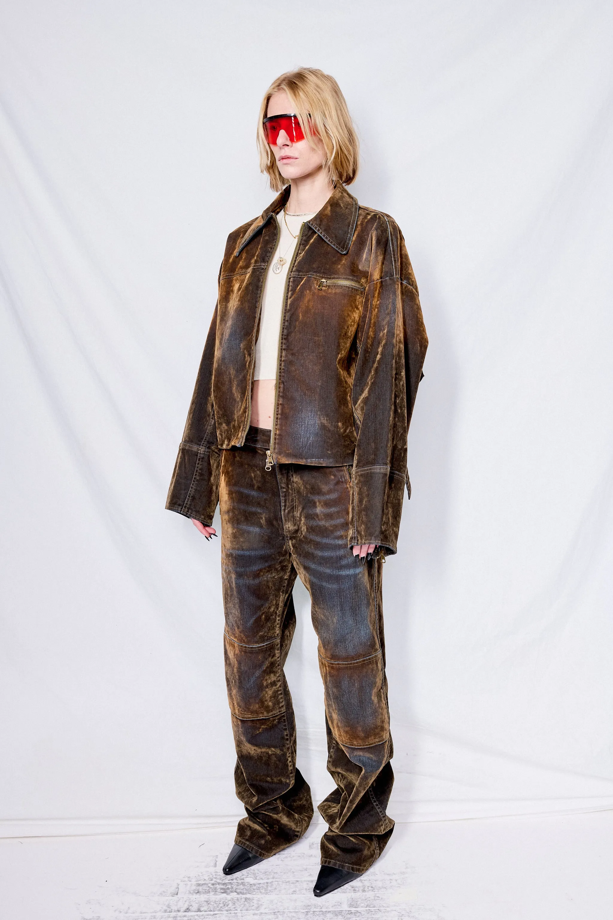 Brown Velvet Denim Macfly Jacket
