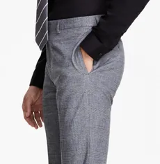 Calvin Klein Men's Slim Fit Glen Plaid Suit Dress Pants Black White 42 x 30