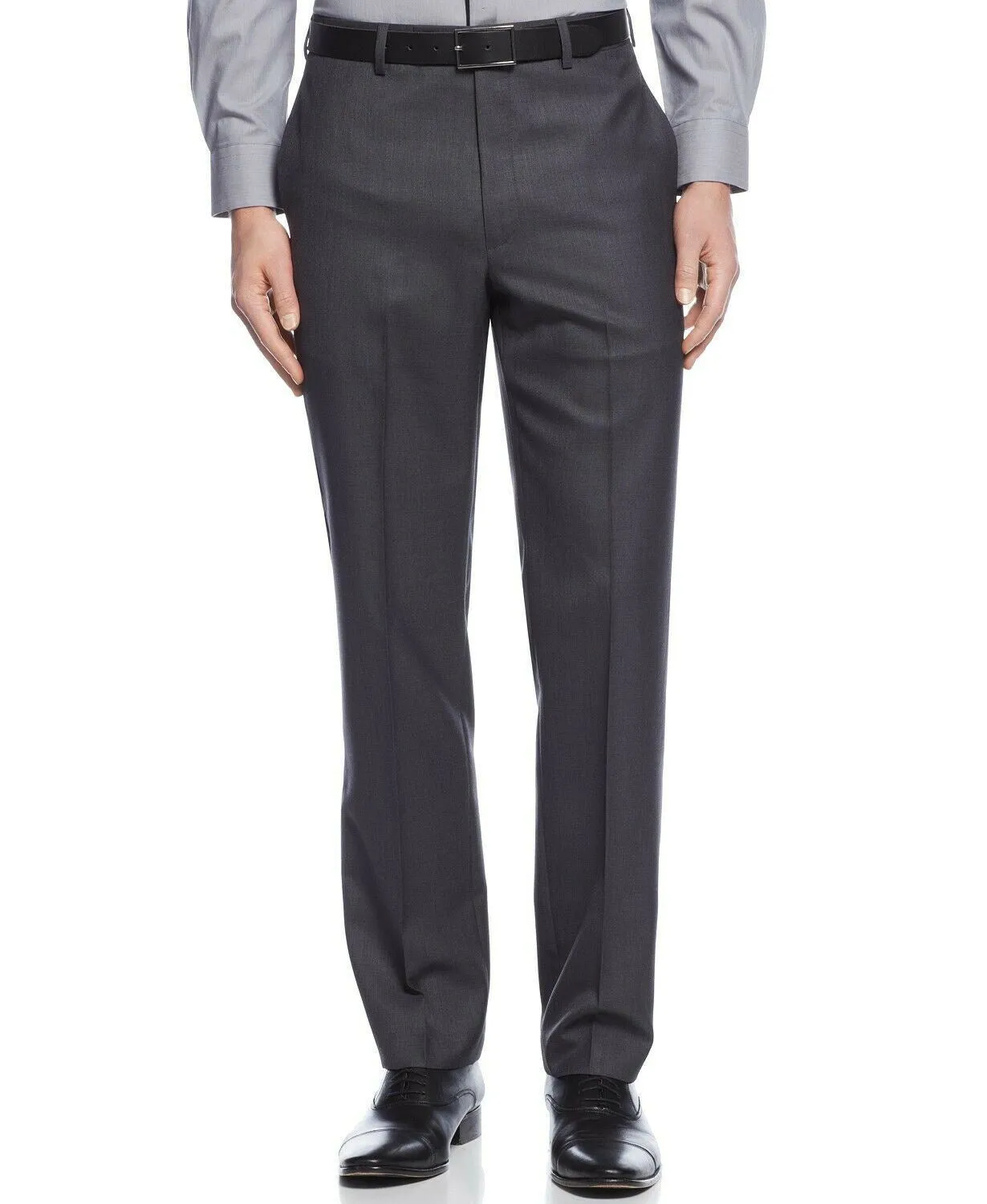 Calvin Klein Slim-Fit Solid Dress Pants 31 x 30 Charcoal Grey WASHABLE