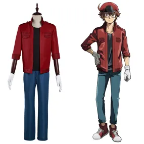Cells at Work! Code Black/Hataraku Saibou Black -Sekkekkyuu /Red Blood Cell Coat Pants Outfits Halloween Carnival Suit Cosplay Costume