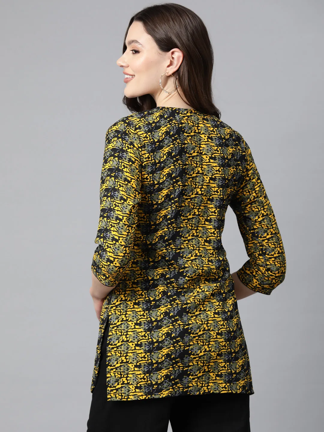 Cottinfab Abstract Print Crepe Longline Top