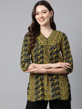 Cottinfab Abstract Print Crepe Longline Top