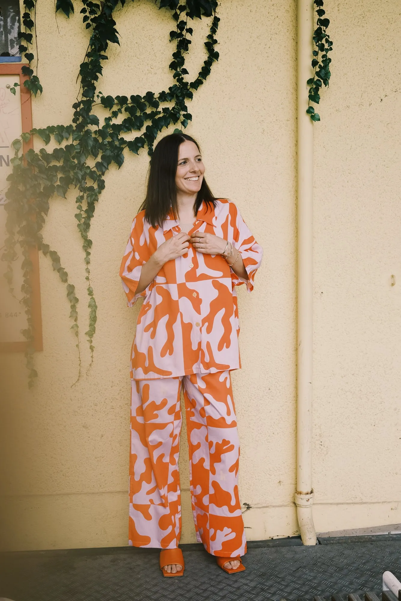 cotton pants - coral