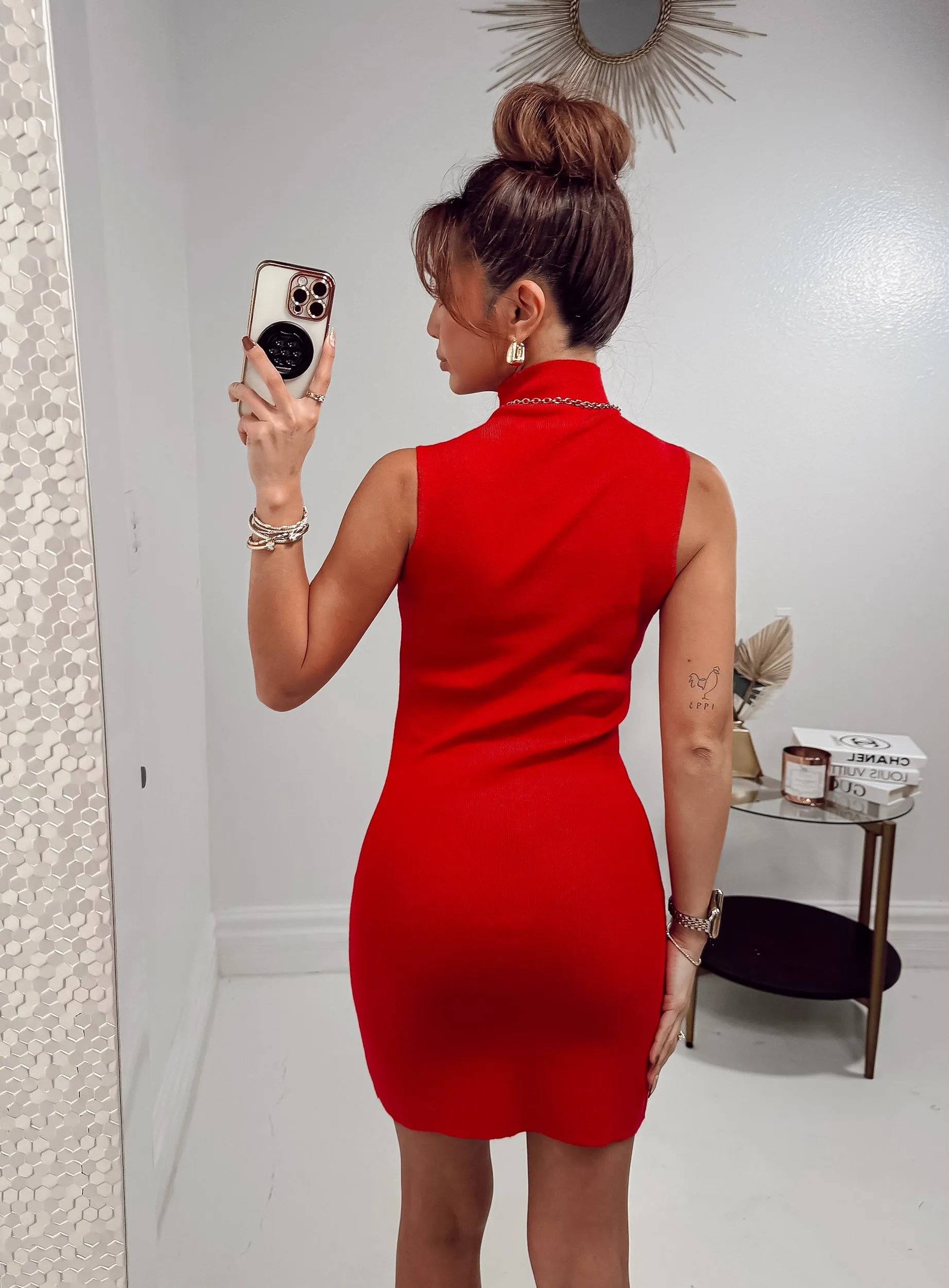 Cupid's Kiss Knit Mock Neck Mini Dress