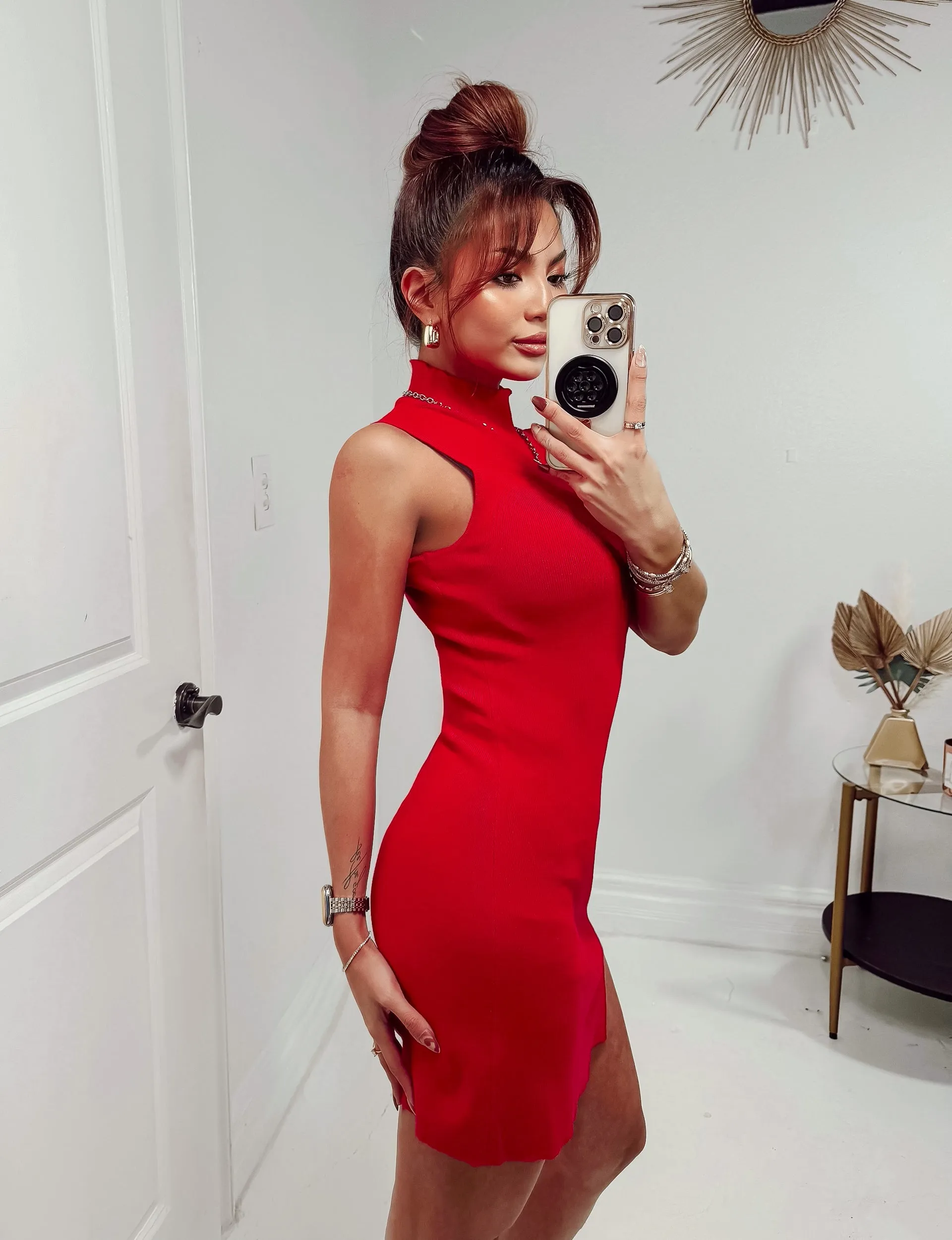 Cupid's Kiss Knit Mock Neck Mini Dress
