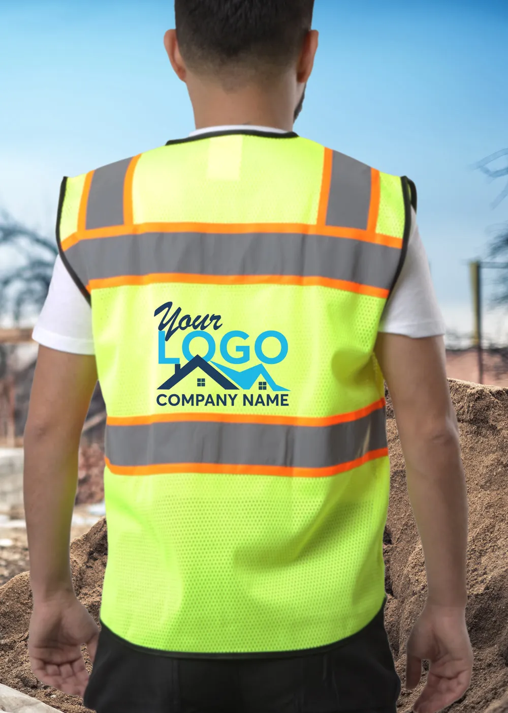 Customized Kolossus Deluxe High Visibility Vest with Multi Frontal Pockets | ANSI Class 2 Compliant