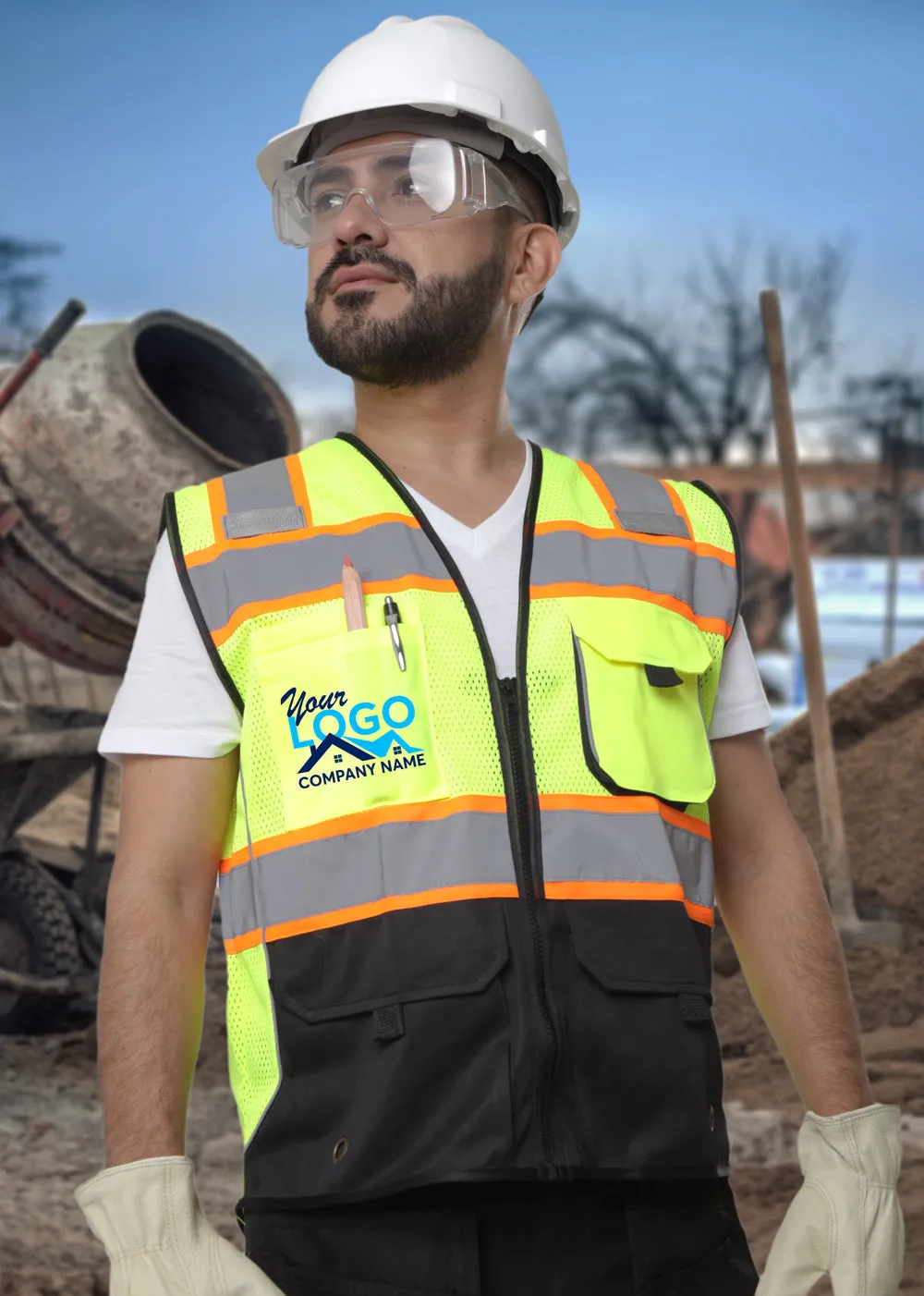 Customized Kolossus Deluxe High Visibility Vest with Multi Frontal Pockets | ANSI Class 2 Compliant
