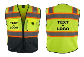 Customized Kolossus Deluxe High Visibility Vest with Multi Frontal Pockets | ANSI Class 2 Compliant