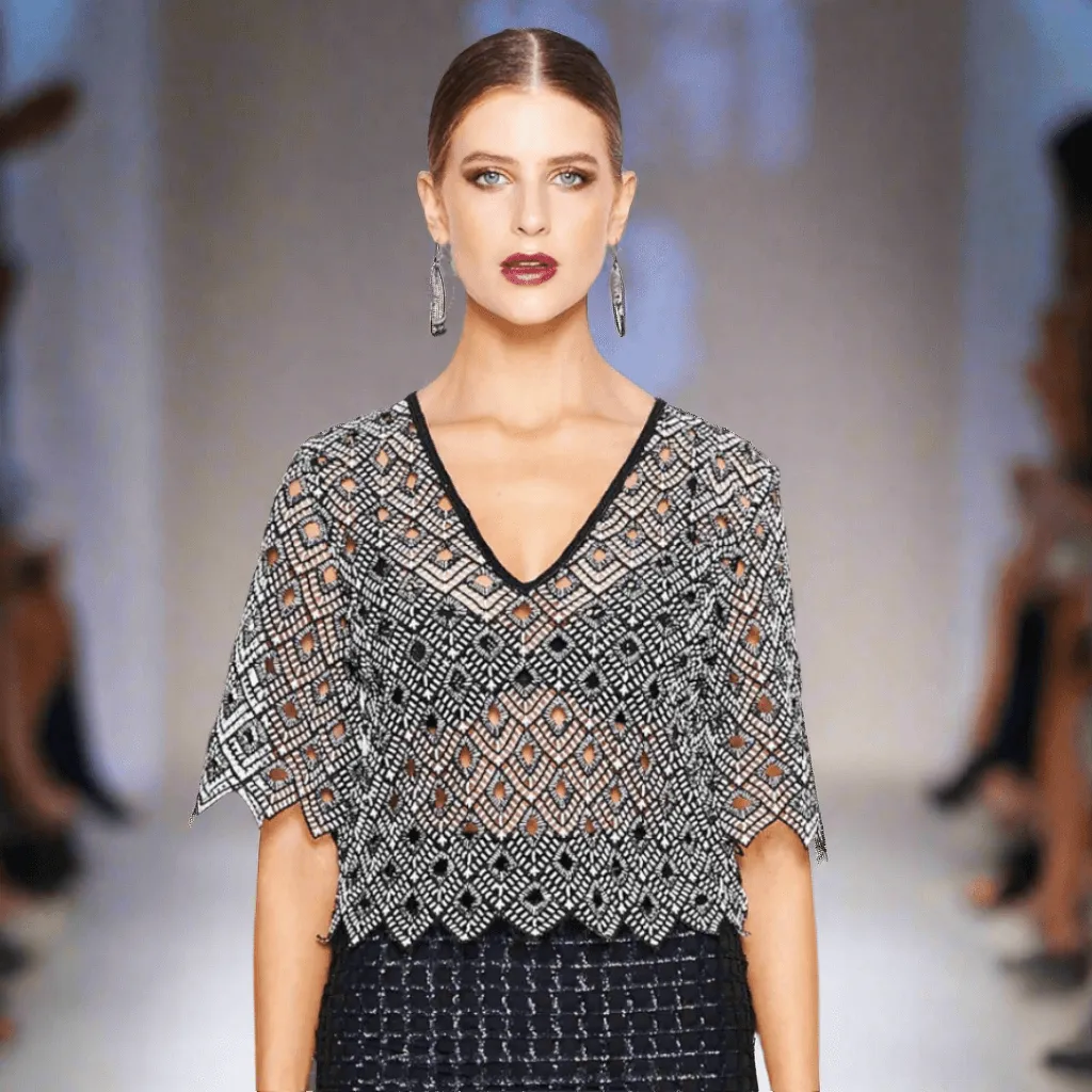 Diamond Shaped Embroidered Crop Top