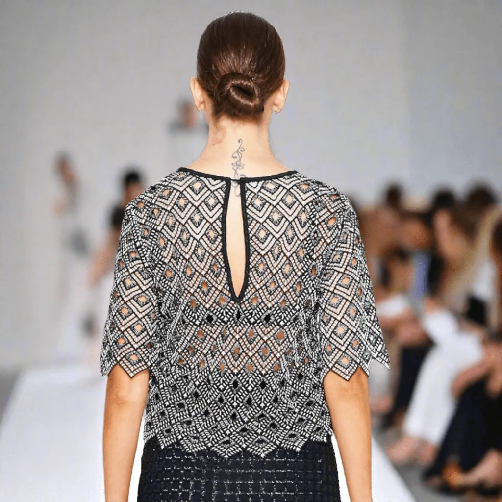 Diamond Shaped Embroidered Crop Top