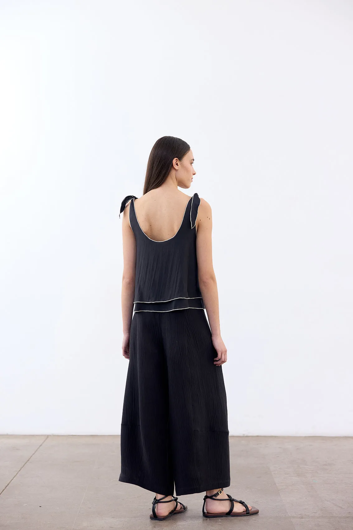 Double-Layer Silk Top - Ónix