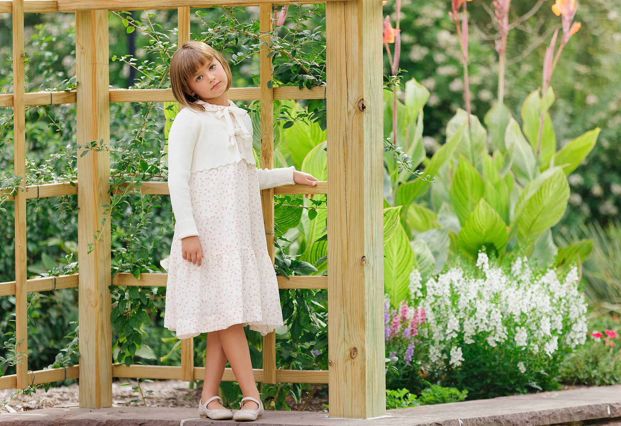 dress floral printed jumper with knit cardigan - pink floral