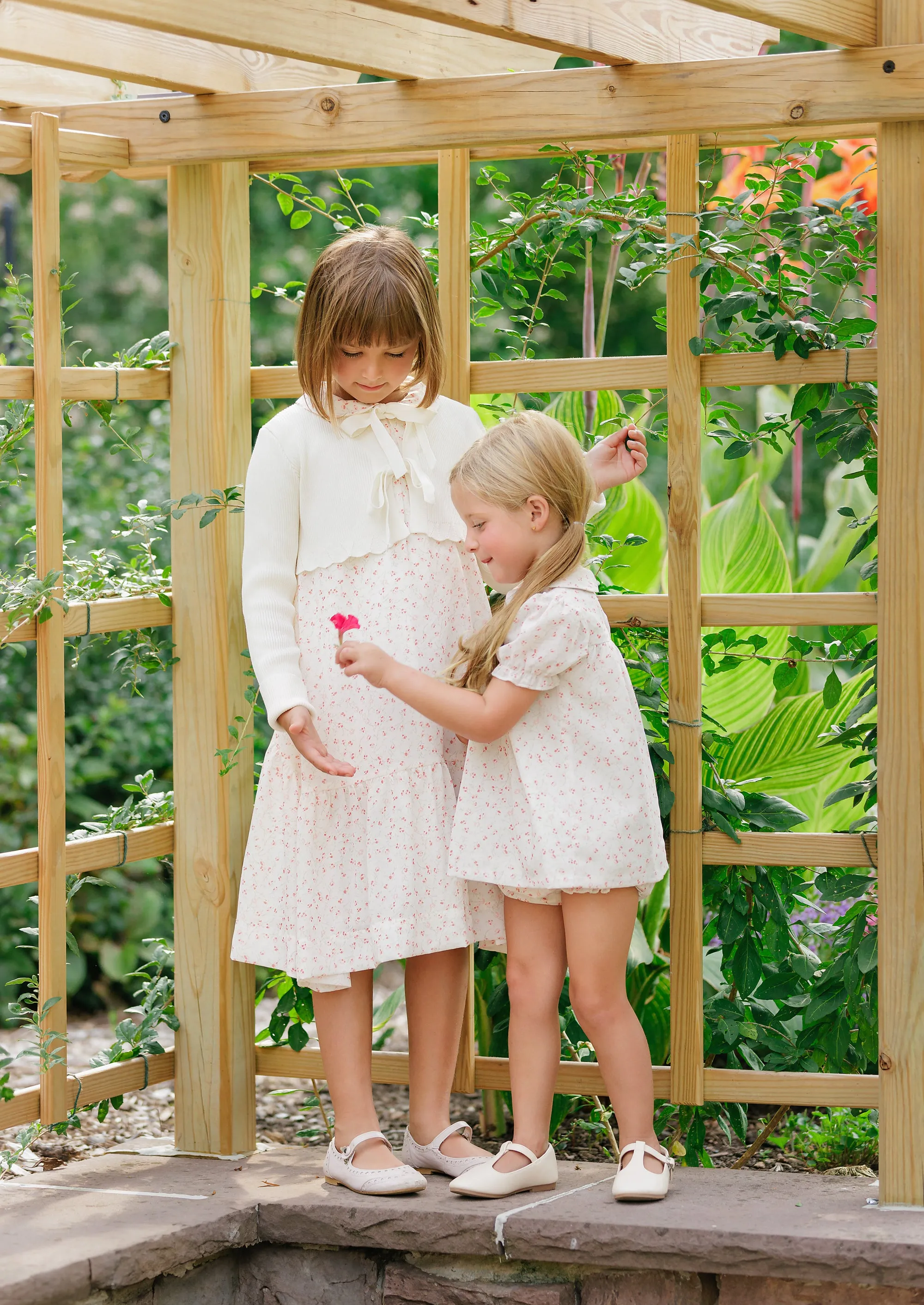 dress floral printed jumper with knit cardigan - pink floral