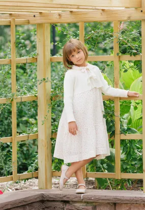 dress floral printed jumper with knit cardigan - pink floral