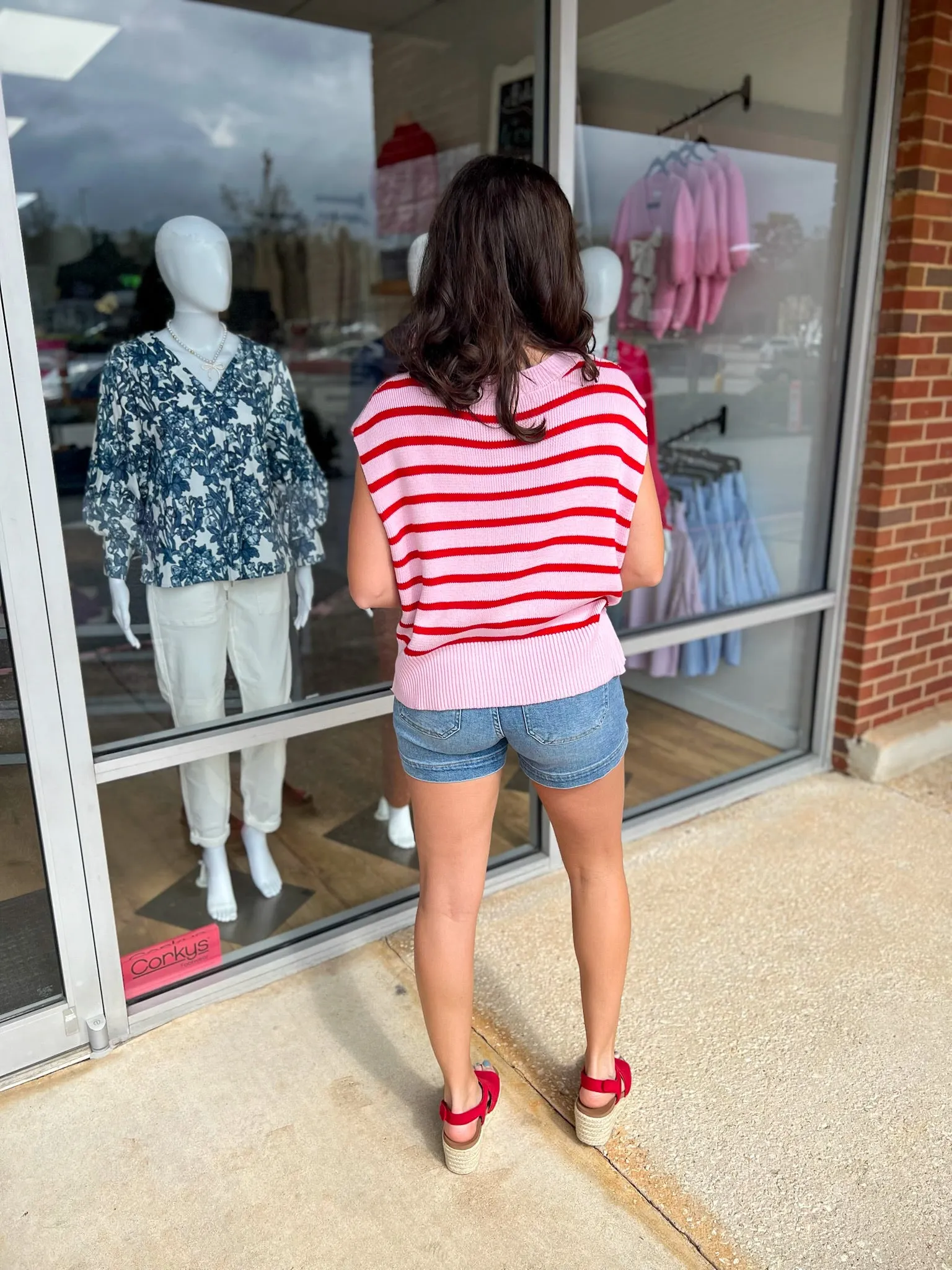 Easy Does It Pink & Red Striped Top