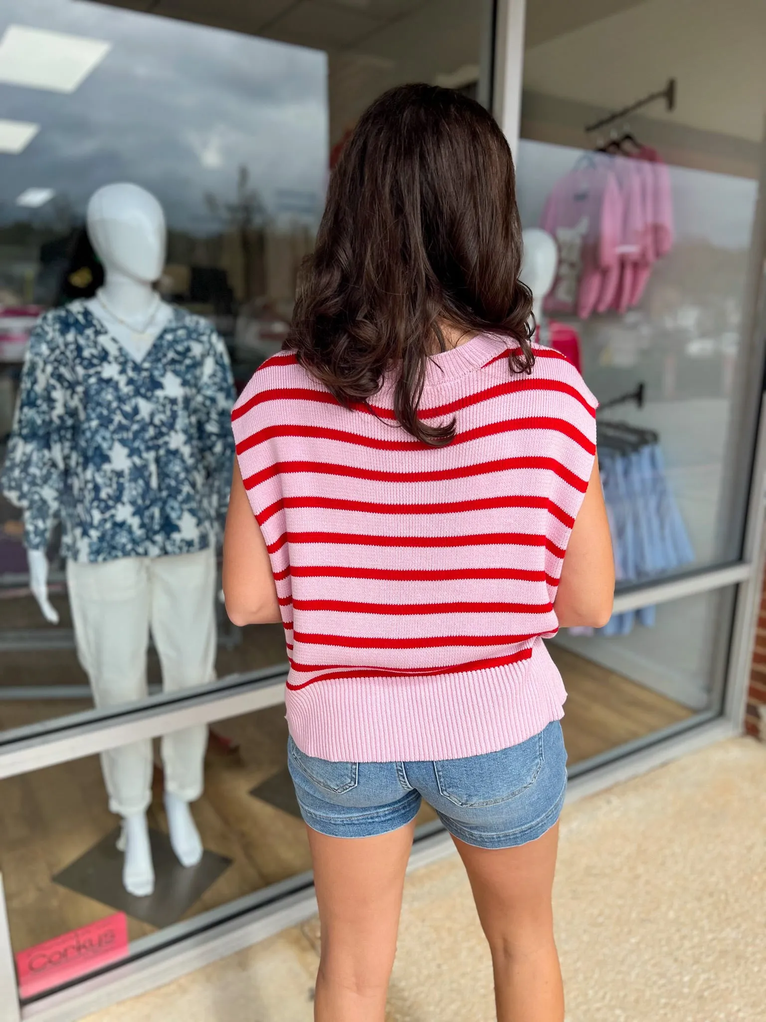 Easy Does It Pink & Red Striped Top