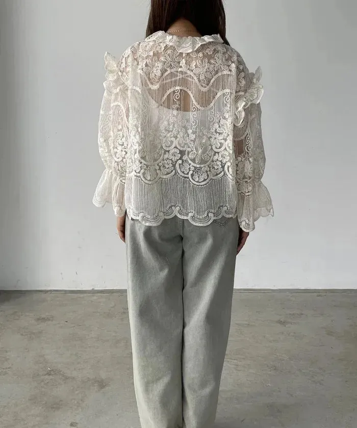 Embroidered Shirt and Strap Two Piece Lace Top