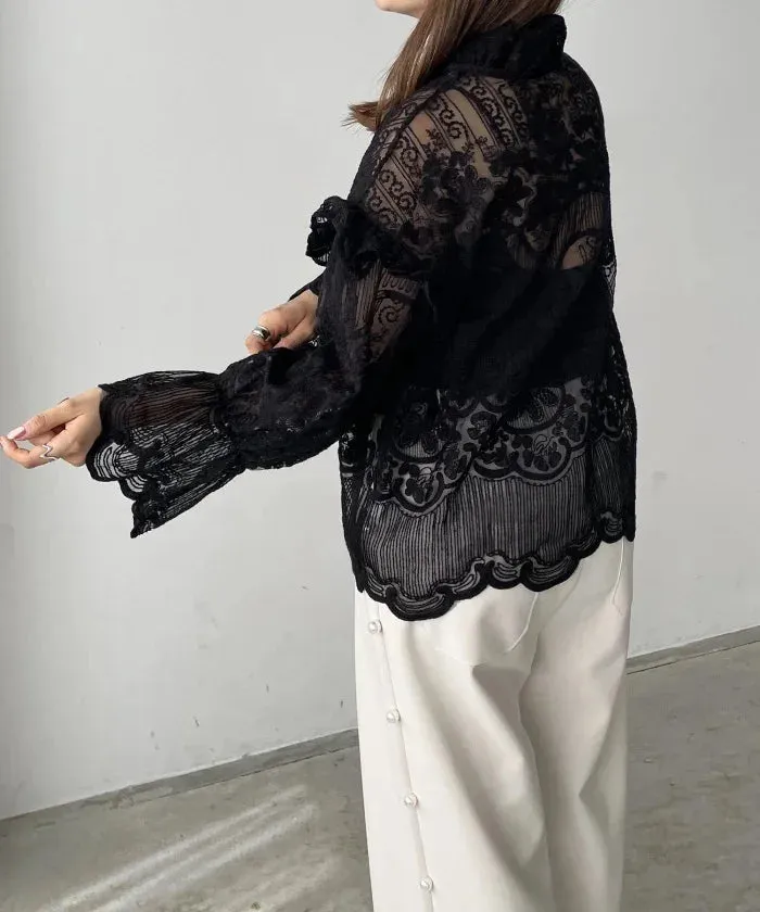 Embroidered Shirt and Strap Two Piece Lace Top