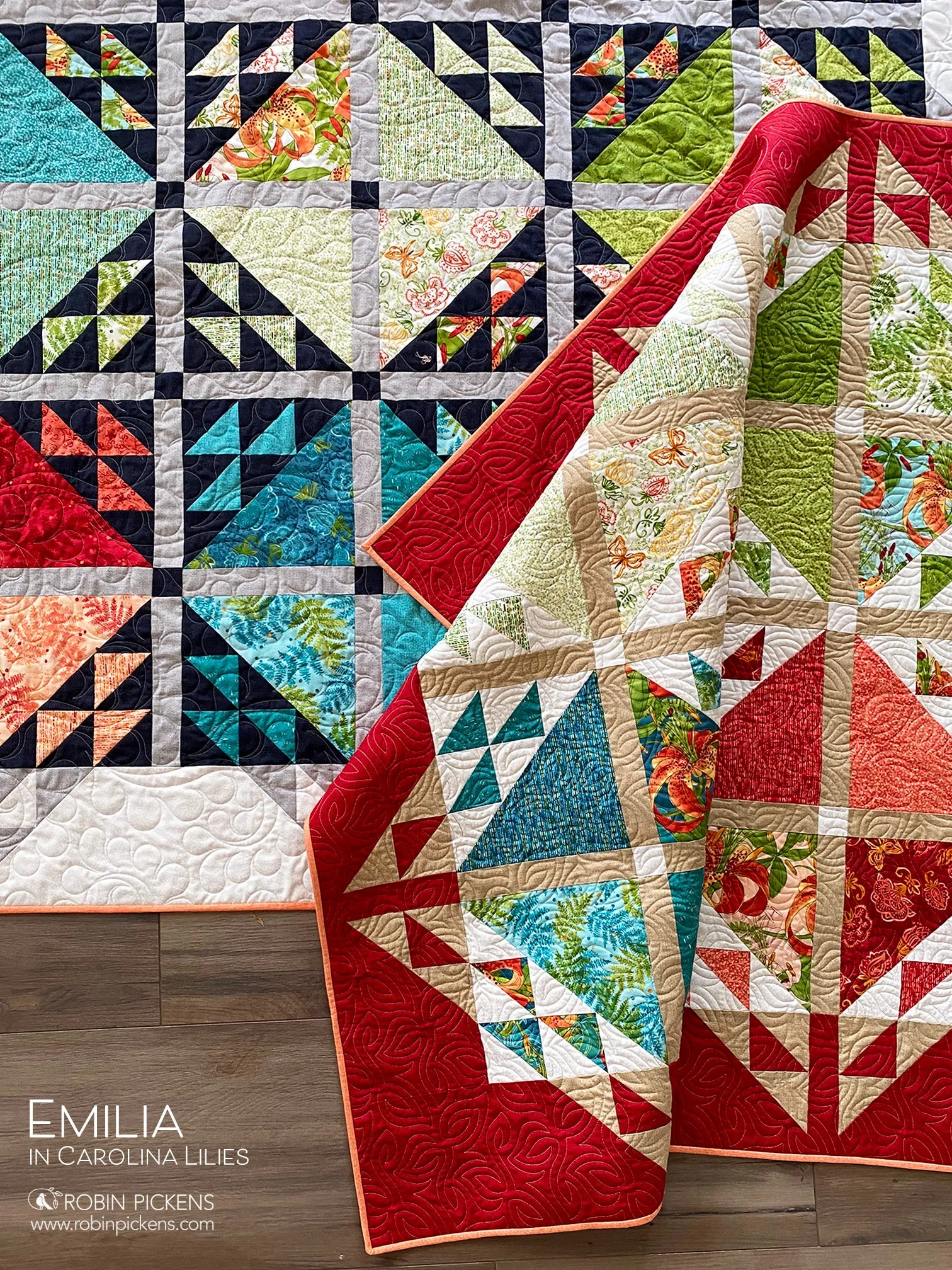 EMILIA Quilt Pattern (printed booklet) by Robin Pickens  76" or 55" square