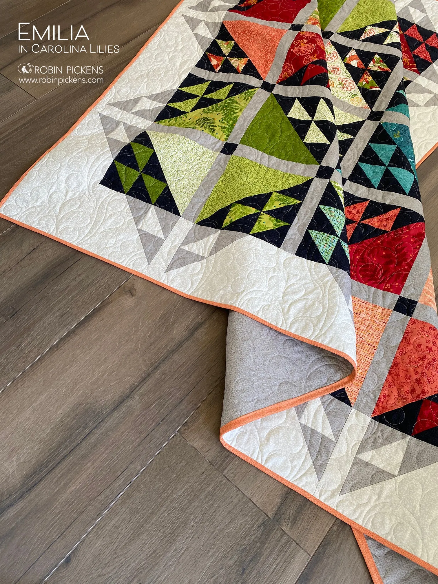 EMILIA Quilt Pattern (printed booklet) by Robin Pickens  76" or 55" square