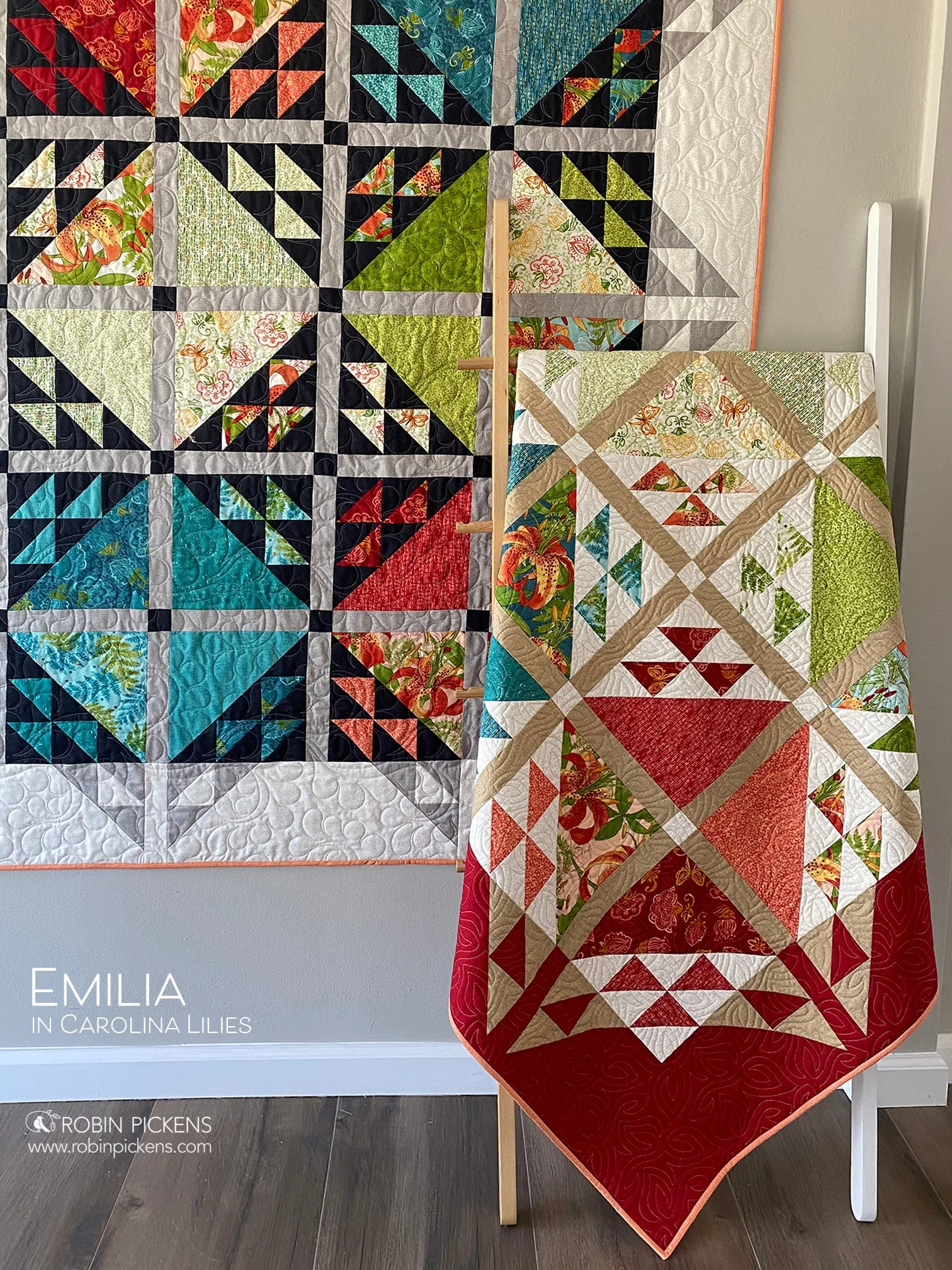 EMILIA Quilt Pattern (printed booklet) by Robin Pickens  76" or 55" square