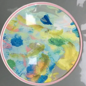 Expressive Abstract Circular Print Pink   Grey Mount