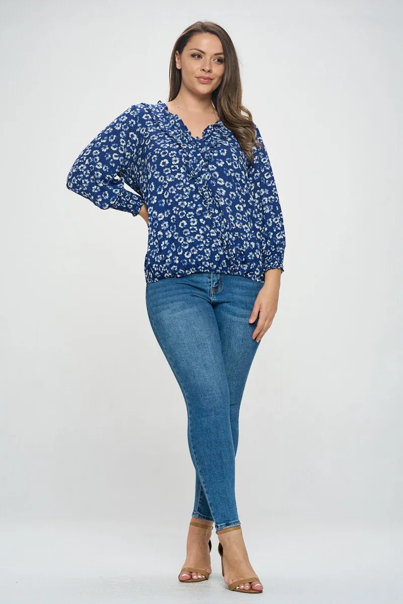 Faye Plus Size Smocked Sleeve Blouse