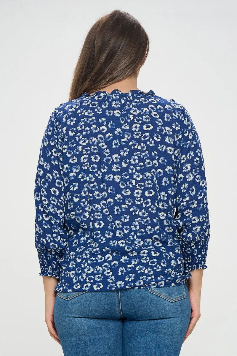 Faye Plus Size Smocked Sleeve Blouse